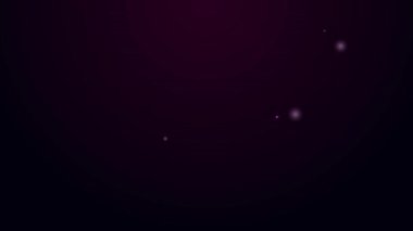 Parlak neon hattı kağıt yığınları para ikonu siyah arka planda izole. Para desteleri. Para birimi. 4K Video hareketli grafik canlandırması