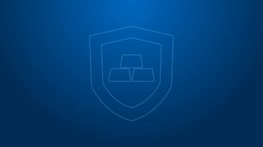 Mavi arka planda izole edilmiş beyaz çizgi altın çubukları. Bankacılık işi konsepti. 4K Video hareketli grafik canlandırması