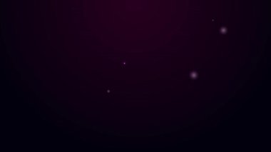 Parlayan neon hattı siyah arkaplanda güvenli simge. Kapı, şifreli bir banka kasası. Güvenilir Veri Koruma. 4K Video hareketli grafik canlandırması