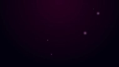 Parlayan neon hattı. Siyah arka planda izole edilmiş altın döviz ikonu. Para değiştirici. 4K Video hareketli grafik canlandırması
