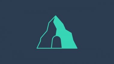 Turkuaz altın madeni ikonu mavi arka planda izole edildi. 4K Video hareketli grafik canlandırması