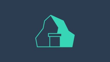 Turkuaz altın madeni ikonu mavi arka planda izole edildi. 4K Video hareketli grafik canlandırması