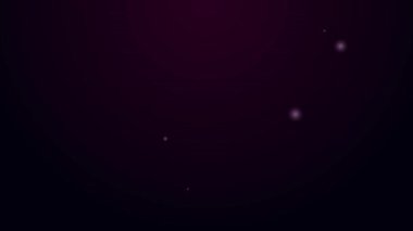 Parlayan neon hattı, siyah arka planda izole edilmiş şampanya şişesi ikonu. 4K Video hareketli grafik canlandırması