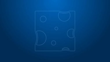 Mavi arka planda beyaz çizgili peynir simgesi izole edildi. 4K Video hareketli grafik canlandırması