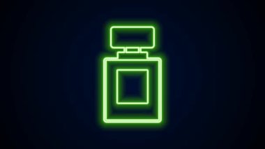 Parlayan neon hattı Parfüm ikonu siyah arkaplanda izole edildi. 4K Video hareketli grafik canlandırması