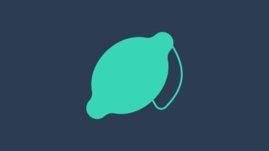 Mavi arkaplanda turkuaz limon simgesi izole edildi. 4K Video hareketli grafik canlandırması