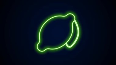 Parlayan neon hattı Lemon simgesi siyah arkaplanda izole edildi. 4K Video hareketli grafik canlandırması