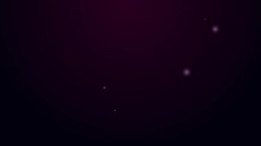 Parlayan neon hattı Çilek simgesi siyah arkaplanda izole edildi. 4K Video hareketli grafik canlandırması