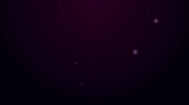 Parlayan neon hattı mantar ikonu siyah arkaplanda izole edildi. 4K Video hareketli grafik canlandırması