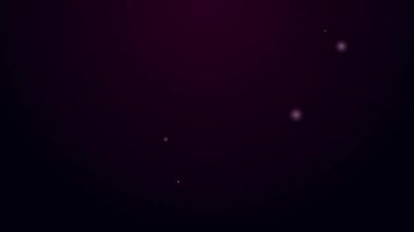 Parlayan neon hattı biftek ikonu siyah arka planda izole edildi. 4K Video hareketli grafik canlandırması