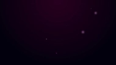 Parlayan neon hattı dondurma ikonu siyah arka planda izole edildi. Güzel sembol. 4K Video hareketli grafik canlandırması