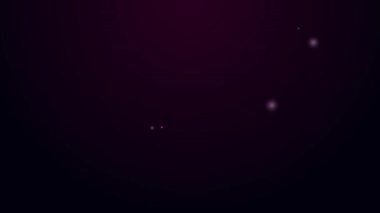 Parlak neon çizgili kurabiye ya da siyah arka planda izole edilmiş çikolata ikonlu bisküvi. 4K Video hareketli grafik canlandırması