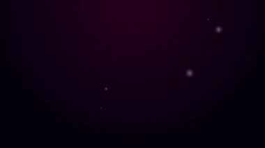 Parlayan neon hattı patlıcan simgesi siyah arkaplanda izole edildi. 4K Video hareketli grafik canlandırması