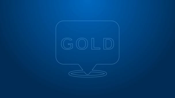 White line Gold bars icon isolated on blue background. Banking business concept. 4K Video motion graphic animation — Stock Video