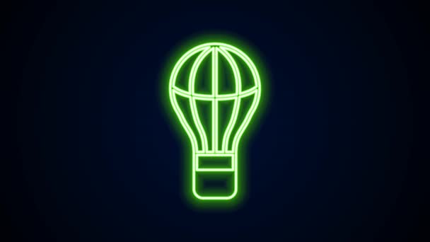 Leuchtende Leuchtschrift Heißluftballon-Symbol isoliert auf schwarzem Hintergrund. Luftverkehr für Reisen. 4K Video Motion Grafik Animation — Stockvideo