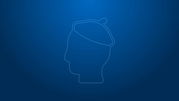 Ligne blanche icône homme français isolé sur fond bleu. Animation graphique de mouvement vidéo 4K — Video
