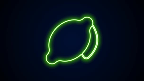 Glowing neon line Lemon icon isolated on black background. Animasi grafis gerak Video 4K — Stok Video