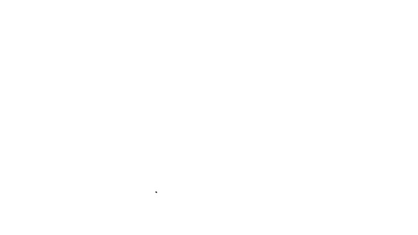 Ligne noire nouilles asiatiques dans un bol et baguettes icône isolée sur fond blanc. Restauration rapide de rue. Coréen, japonais, chinois. Animation graphique de mouvement vidéo 4K — Video