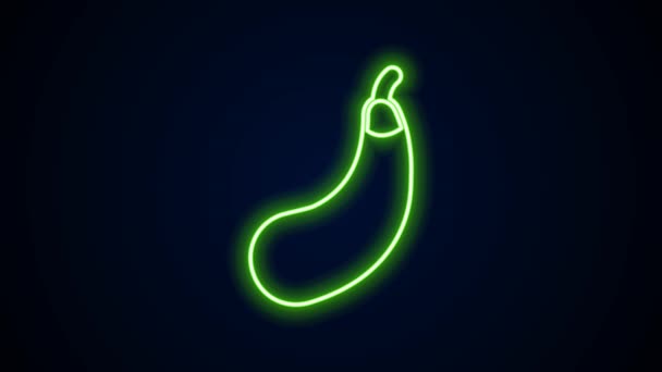 Glowing neon line Eggplant icon isolated on black background. 4K Video motion graphic animation — Stock Video