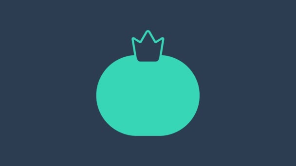 绿松石番茄图标孤立在蓝色背景。4K视频运动图形动画 — 图库视频影像