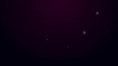 Parlayan neon çizgili peynir simgesi siyah arkaplanda izole edildi. 4K Video hareketli grafik canlandırması