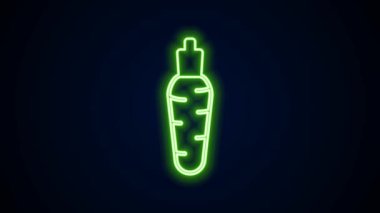 Parlayan neon çizgisi, siyah arkaplanda izole edilmiş havuç simgesi. 4K Video hareketli grafik canlandırması