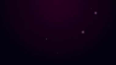 Parlayan neon hattı Pear simgesi siyah arkaplanda izole edildi. Yaprak sembollü meyve. 4K Video hareketli grafik canlandırması