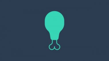 Turkuaz tavuk budu ikonu mavi arka planda izole edildi. Tavuk budu. 4K Video hareketli grafik canlandırması