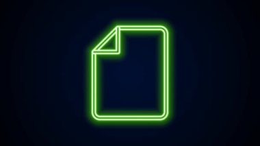 Parlayan neon çizgisi dosya simgesi siyah arkaplanda izole edildi. Kontrol listesi simgesi. İş konsepti. 4K Video hareketli grafik canlandırması