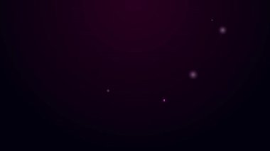 Parlayan neon hattı kulaklık simgesi siyah arkaplanda izole edildi. Kulaklıklar. Müzik, hizmet, iletişim ve operatör konsepti. 4K Video hareketli grafik canlandırması