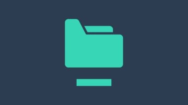 Turkuaz Belge dizin simgesi mavi arkaplanda izole edildi. Muhasebe klasörü sembolü. Muhasebe yönetimi. 4K Video hareketli grafik canlandırması