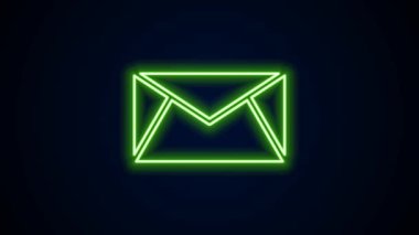 Parlayan neon hattı E- posta simgesi ve e- posta simgesi siyah arkaplanda izole edildi. Zarf sembolü e-postası. E- posta kodu. 4K Video hareketli grafik canlandırması
