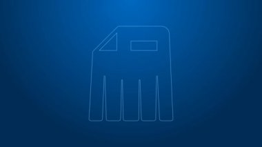 Beyaz çizgi Kağıt Parçalayıcı gizli ve özel belge ofisi bilgi koruma simgesi mavi arkaplanda izole edildi. 4K Video hareketli grafik canlandırması