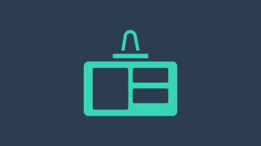 Mavi arka planda turkuaz kimlik simgesi izole edildi. Sunum için, şirketin kimliği için, reklam için kullanılabilir. 4K Video hareketli grafik canlandırması