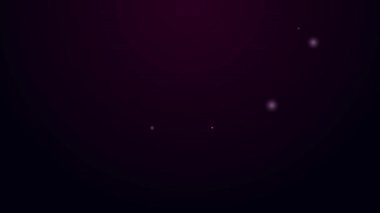 Parlayan neon hattı Atom simgesi siyah arkaplanda izole edildi. Bilimin, eğitimin, nükleer fiziğin, bilimsel araştırmaların sembolü. 4K Video hareketli grafik canlandırması