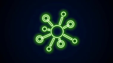 Parlayan neon hattı Molekül simgesi siyah arkaplanda izole edildi. Kimya moleküllerinin yapısı, fen öğretmenlerinin yenilikçi eğitim posteri. 4K Video hareketli grafik canlandırması