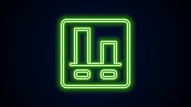 Parlayan neon çizgisi, grafik, diyagram, siyah arkaplanda izole edilmiş bilgi simgesi. 4K Video hareketli grafik canlandırması