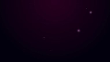 Parlayan neon hattı. Siyah arka planda bitki yetiştirme ikonu izole edildi. Test tüplerinde büyüyen bitkiler. Organik gıda, tarım ve hidrofonik. 4K Video hareketli grafik canlandırması