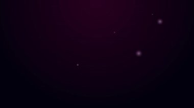 Parlayan neon hattı, siyah arka planda izole edilmiş oyuncak bebek ikonu. Fasulye torbası işareti. 4K Video hareketli grafik canlandırması