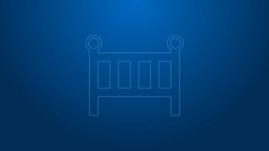 Beyaz çizgi Bebek Beşiği ikonu mavi arka planda izole edildi. 4K Video hareketli grafik canlandırması