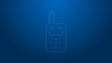 Beyaz çizgi bebek telsiz ikonu mavi arkaplanda izole edildi. 4K Video hareketli grafik canlandırması