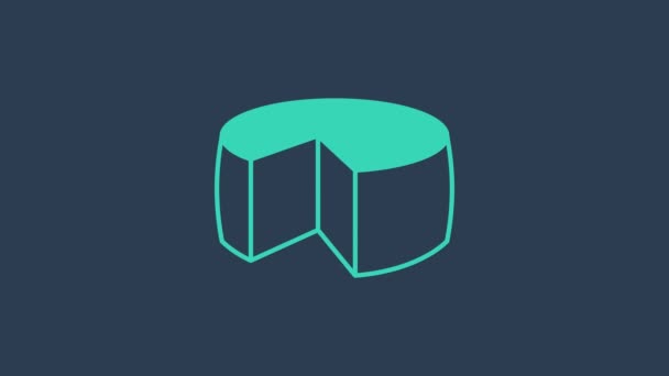 Tyrkysová ikona Sýr izolované na modrém pozadí. Grafická animace pohybu videa 4K — Stock video