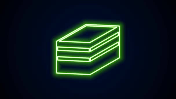 Leuchtende Neon-Linie Stück Kuchen-Symbol isoliert auf schwarzem Hintergrund. Alles Gute zum Geburtstag. 4K Video Motion Grafik Animation — Stockvideo