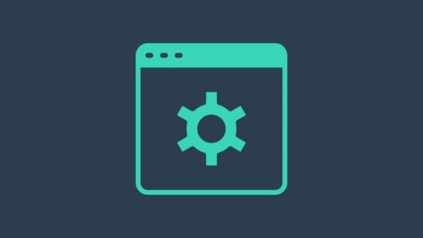 Icono de configuración del navegador turquesa aislado sobre fondo azul. Ajuste, servicio, mantenimiento, reparación, fijación. Animación gráfica de vídeo 4K — Vídeo de stock