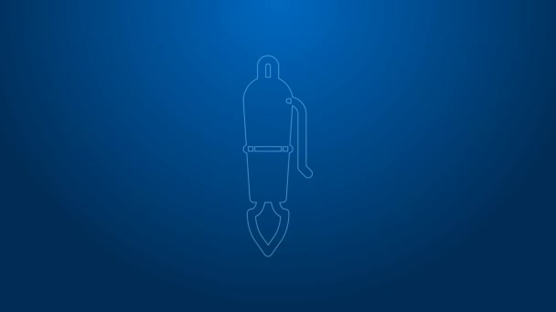 White line Fountain pen nib icon isolated on blue background. Pen tool sign. 4K Video motion graphic animation — Stock Video