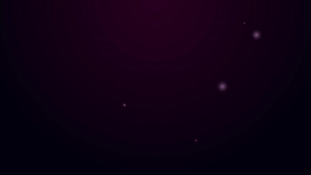 Zářící neonová čára Ikona lupy izolovaná na černém pozadí. Hledat, soustředit, přiblížit, obchodní symbol. Grafická animace pohybu videa 4K — Stock video