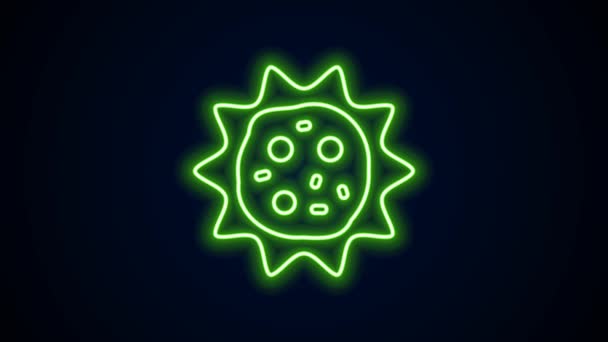 Glowing neon line Virus icon isolated on black background. Virus Corona 2019-nCoV. Bakteri dan kuman, kanker sel, mikroba, jamur. Animasi grafis gerak Video 4K — Stok Video