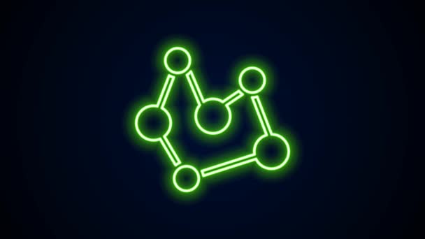 Icono de fórmula química de línea de neón brillante aislado sobre fondo negro. hexágono abstracto para la innovación medicina, salud, investigación y ciencia. Animación gráfica de vídeo 4K — Vídeo de stock