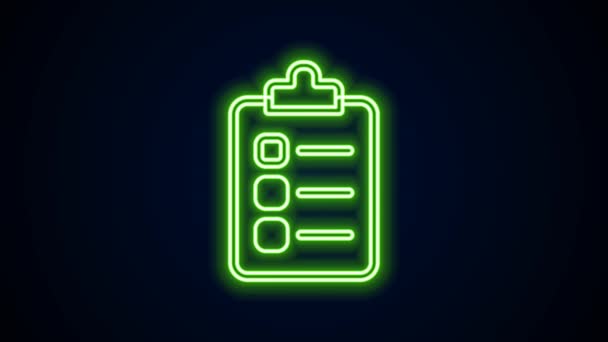 Glowing neon line To do list or planning icon isolated on black background. 4K Video motion graphic animation — Stock Video