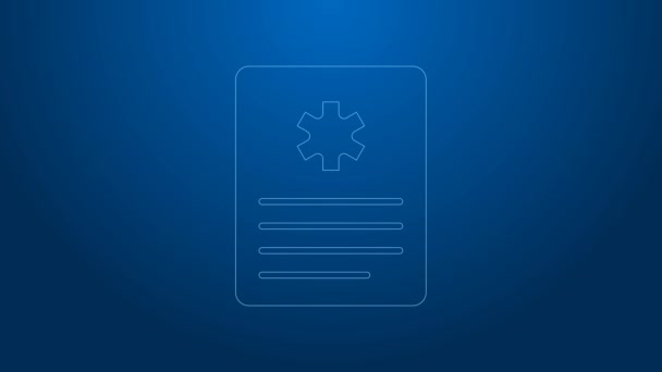 White line Medical clipboard with clinical record icon isolated on blue background. Prescription, medical check marks report. 4K Video motion graphic animation — Stock Video